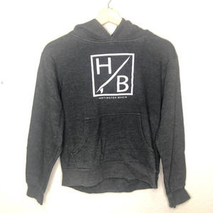 Huntington Beach Hoodie Sweater Gray White Graphic Vacation Pullover‎ Size Large